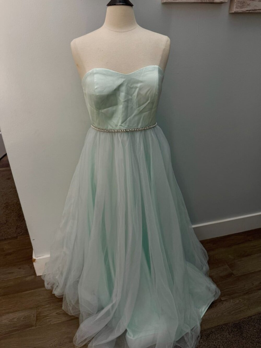Betsey Johnson x TLC Say Yes to Prom Mint Blue Tulle Ball Gown Sz 10 Strapless